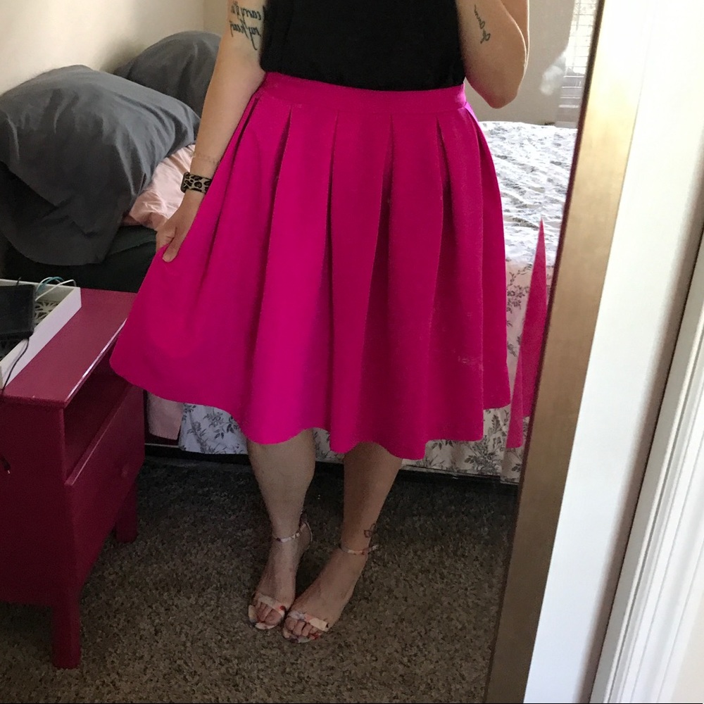 Hot Pink Pleated Skirt
